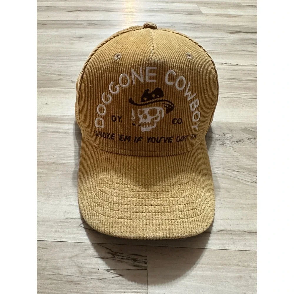 Out Yonder Co Doggone Cowboy Snapback Hat Tan Corduroy